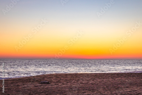 Sunset on  foot of the slope  beach in Acapulco Guerrero