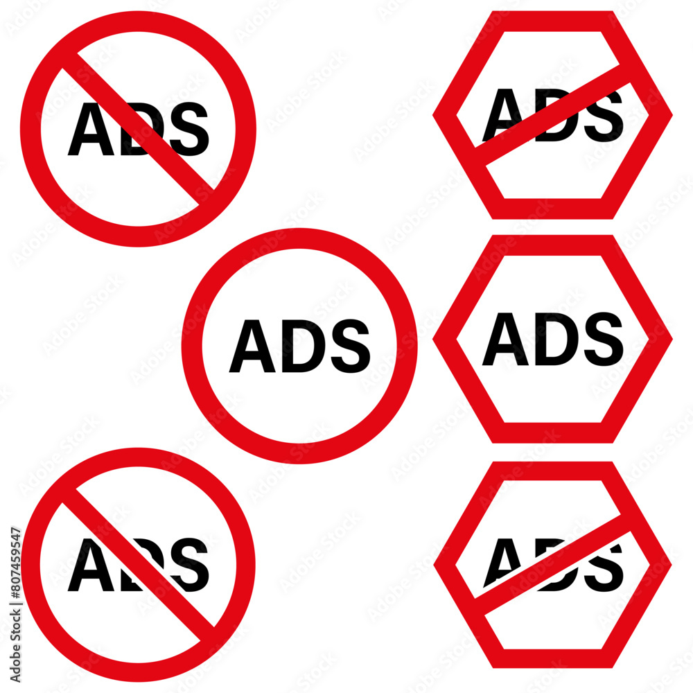 No advertisements allowed signs. Anti ads vector symbols. Stock Vector ...