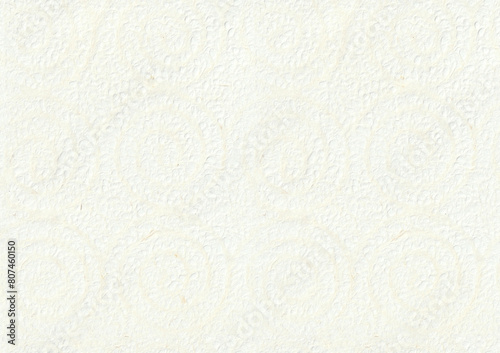 Seamless twirl flowers decorated white paper napkin texture. Soft clean corrugation embossed lines doily serviette background.