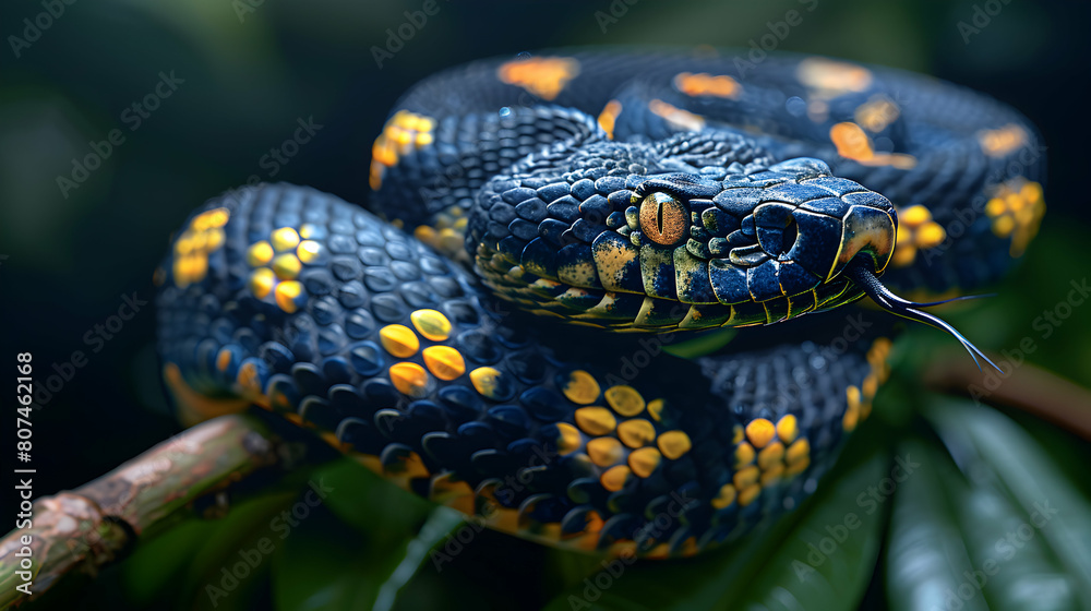 Exquisite Photo Realistic of Mangrove Snakes Thriving and Coiled on Branches in Lush Mangrove Forest Canopy Exquisite Photo Realistic of Mangrove Snakes Thriving and Coiled on Branches in Lush Mangrove Forest Canopy