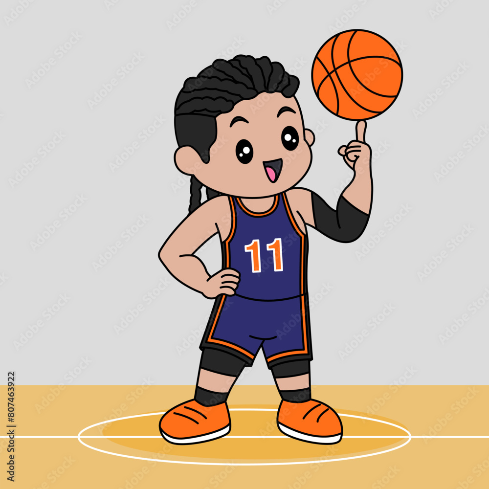 Naklejka premium Vector Design of Kids Wearing Basketball Team Jersey. Children playing basketball