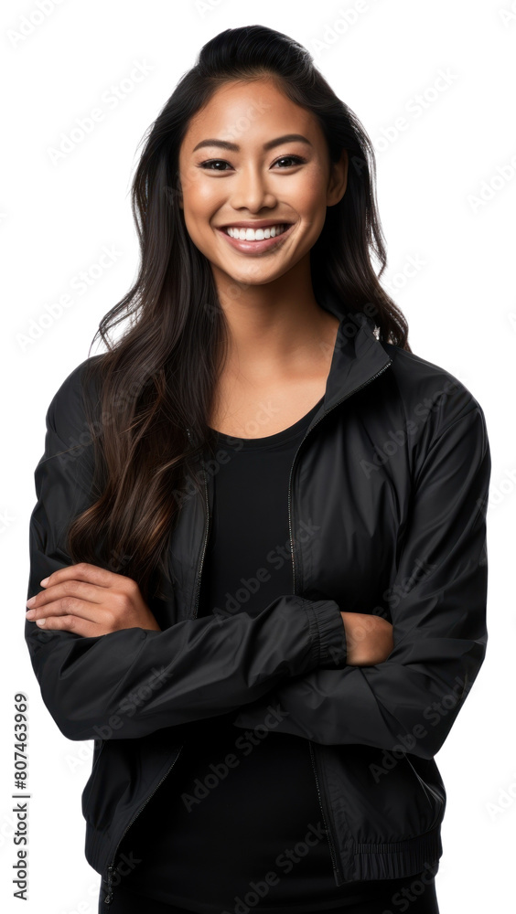 PNG Black sports clothes portrait jacket smile