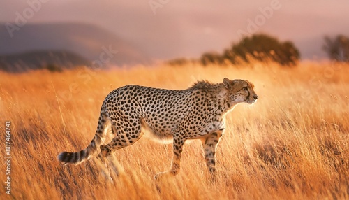 On the Prowl: Digital Portrait of a Cheetah Stalking Prey
