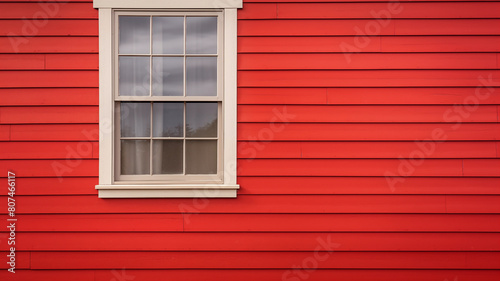 Exterior wall showing a double pane window a red siding  architectural home background
