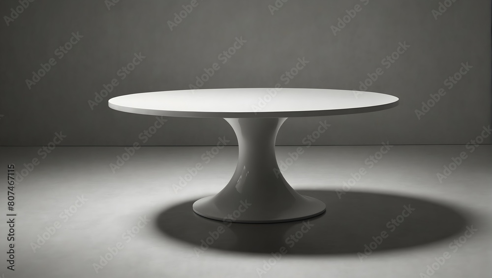 A lone table stood, its surface gleaming against a backdrop of solid white ai_generated A lone table stood, its surface gleaming against a backdrop of solid white ai_generated