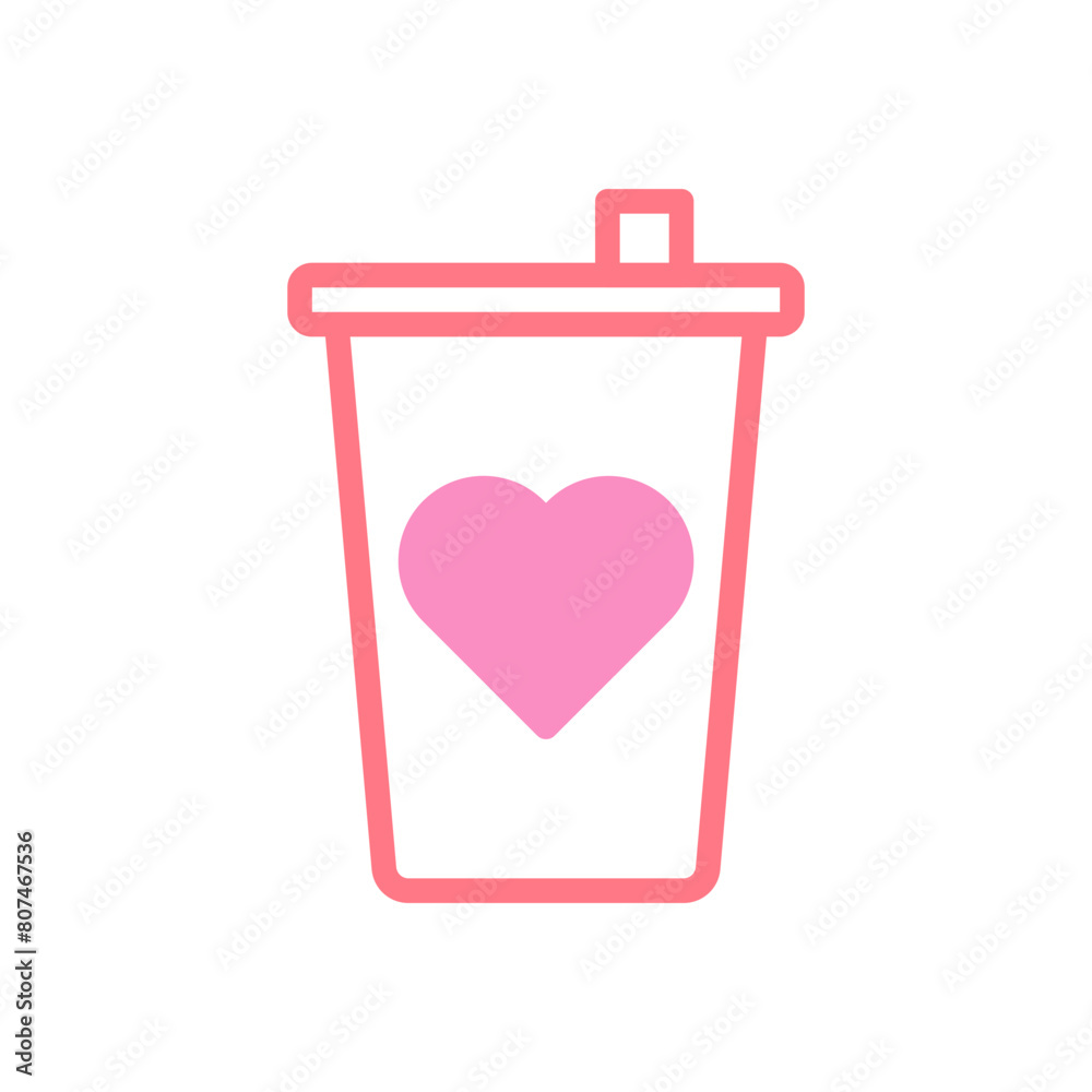 Cup love icon duotune red pink valentine illustration Cup love icon duotune red pink valentine illustration