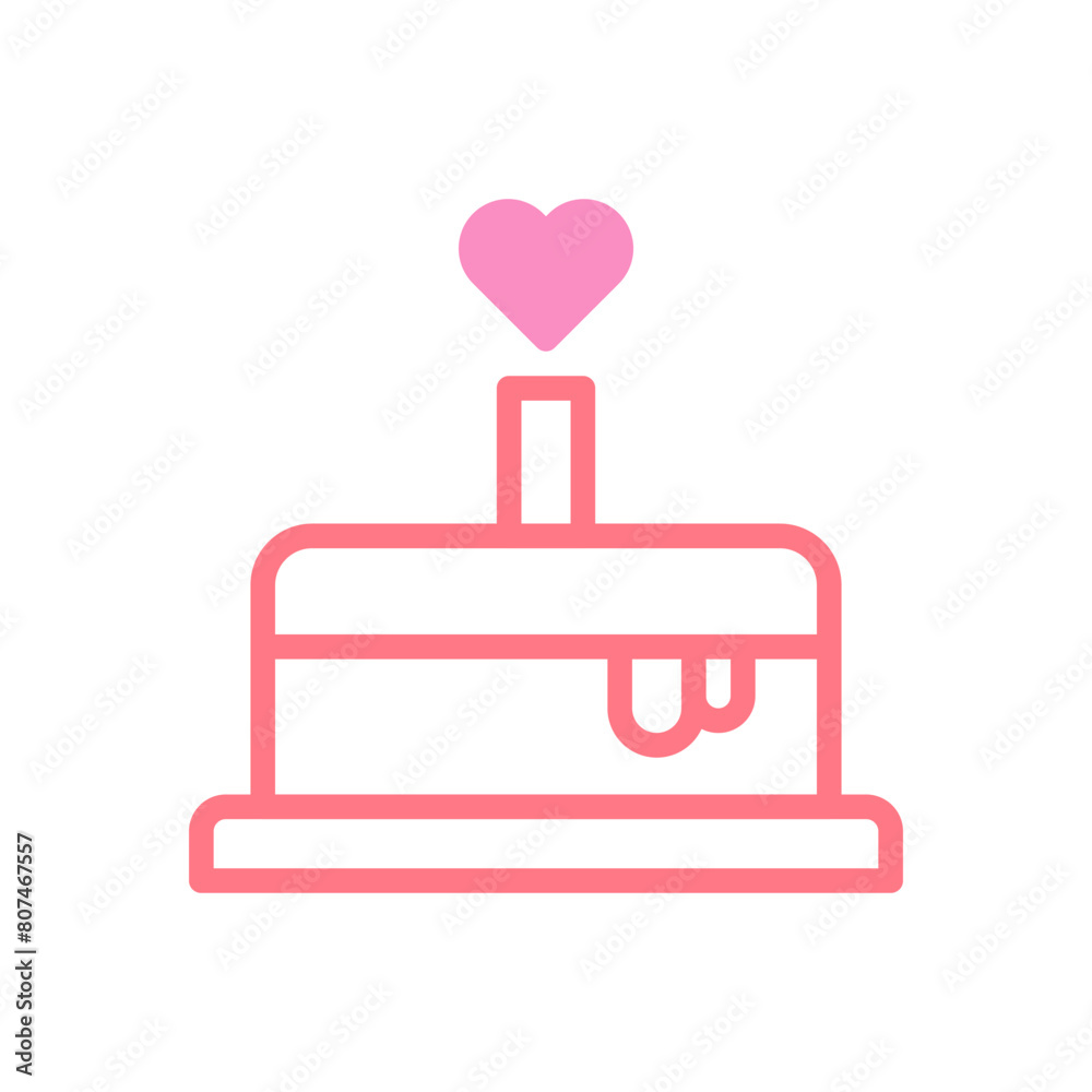 Cake love icon duotune red pink valentine illustration Cake love icon duotune red pink valentine illustration