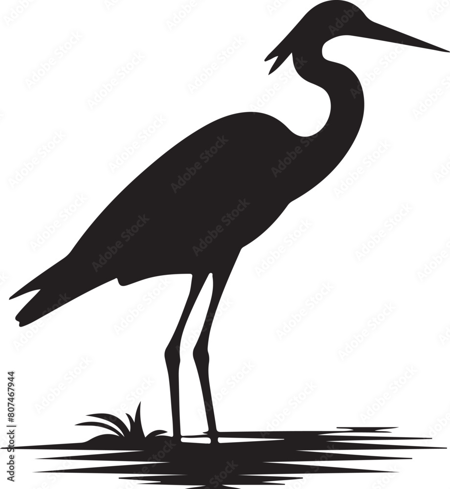 Obraz premium Heron Silhouette Vector Illustration White Background