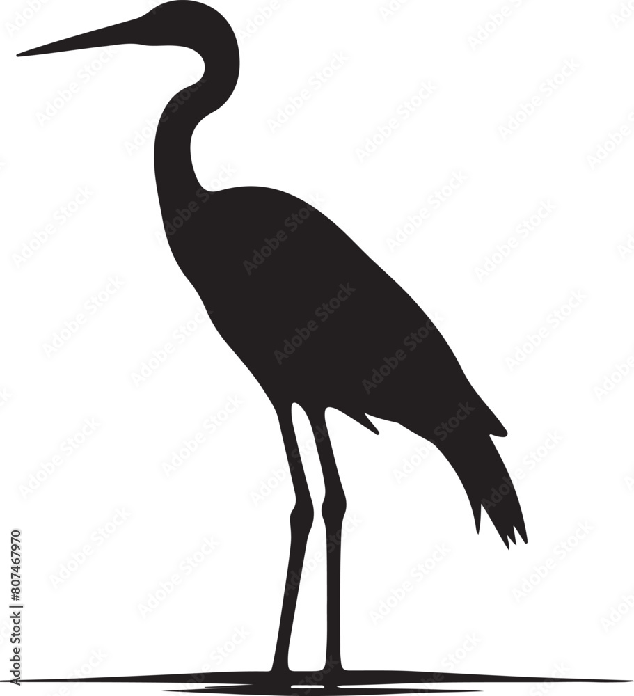 Heron Silhouette Vector Illustration White Background Heron Silhouette Vector Illustration White Background