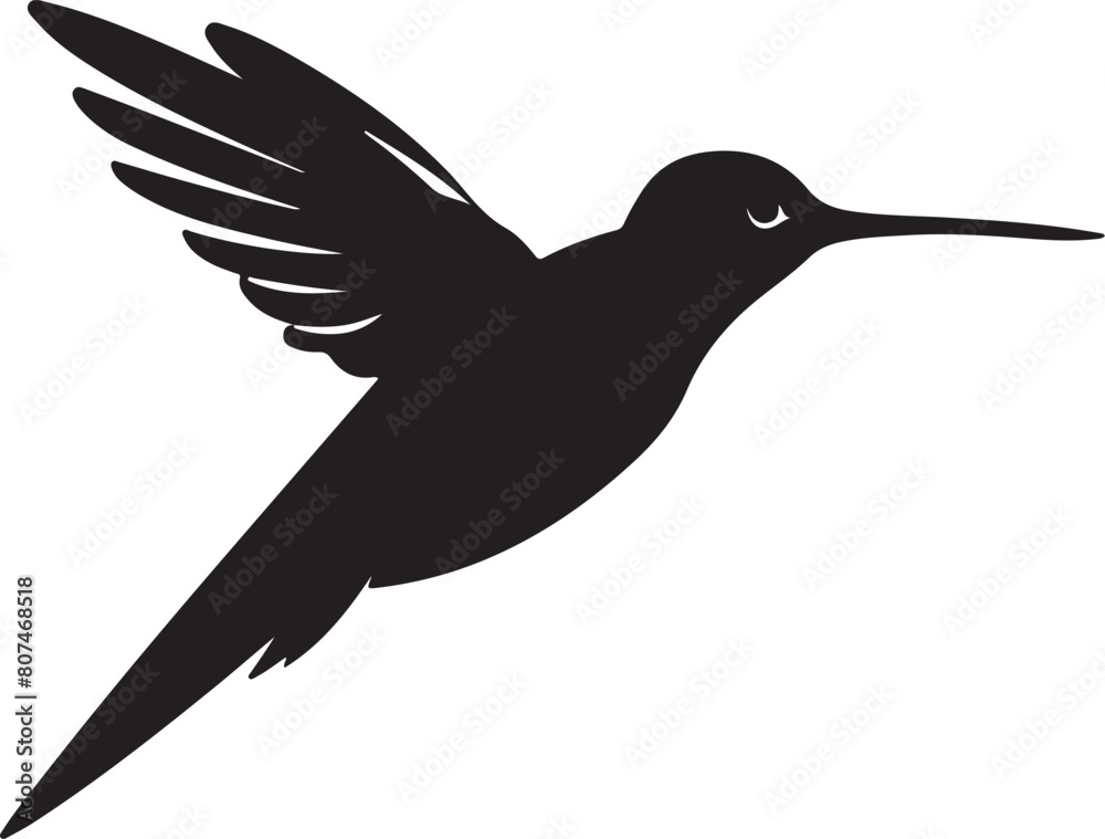 Fototapeta premium Hummingbird Silhouette Vector Illustration White Background