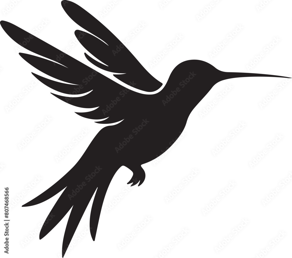 Obraz premium Hummingbird Silhouette Vector Illustration White Background
