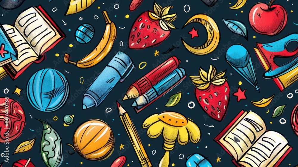 Obraz premium back to school pattern generative ai