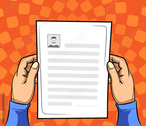 hands delivering job resume for job recruitment