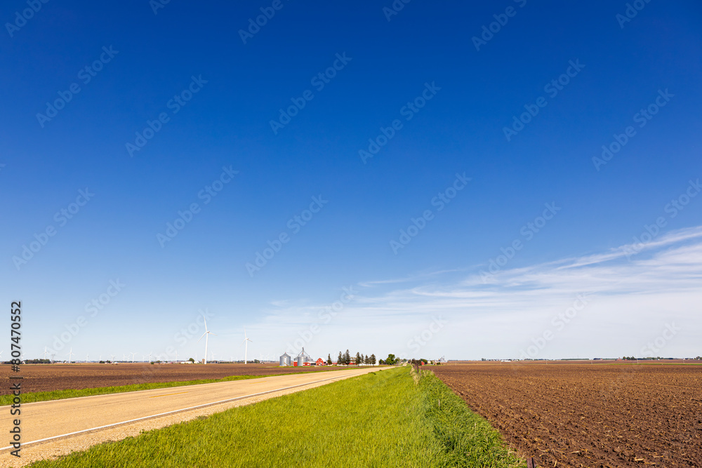 American Country Road with Red Farm