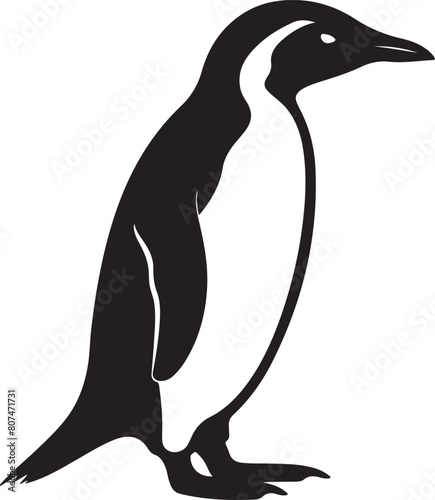 Penguin Silhouette Vector Illustration White Background