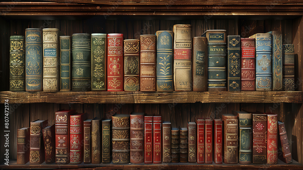 Eyecatching Ancient Books Adorn the Library Carefully Arranged with Classics and Rare Gems