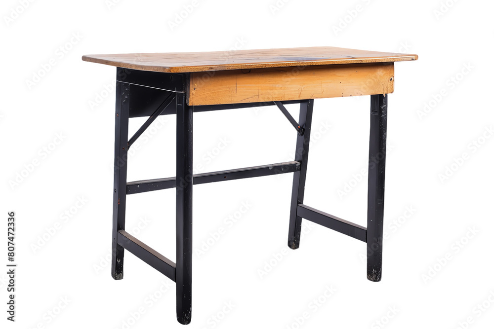 A small empty square wooden table isolated on transparent background A small empty square wooden table isolated on transparent background