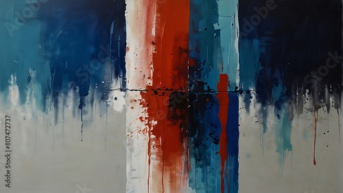 colorful wooden background Dynamic Abstract Palette Knife Painting Blue and Red Textured Portrait