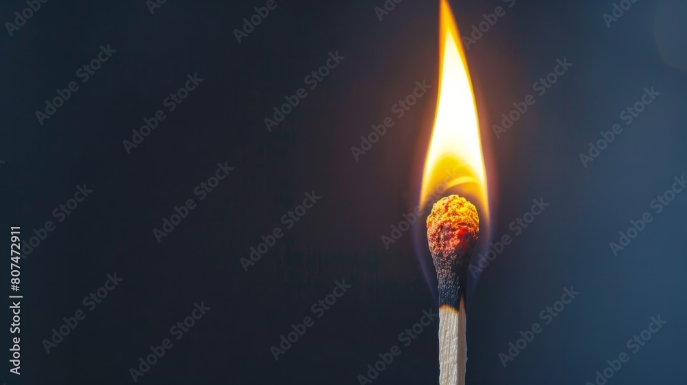 wooden match burning in flames on black background generative ai wooden match burning in flames on black background generative ai