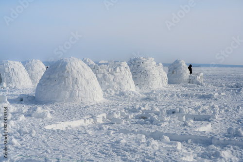 Igloo, a national shelter from the cold of the northern peoples, made of snow bricks