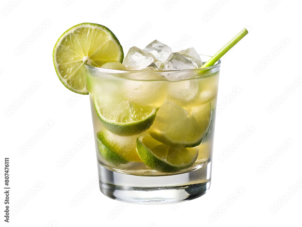 Fototapeta premium A glass of ice water with lime and mint leaves