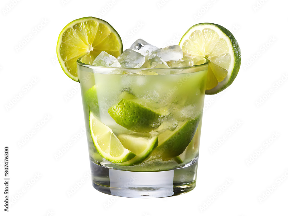 Fototapeta premium A glass of ice water with lime and mint leaves