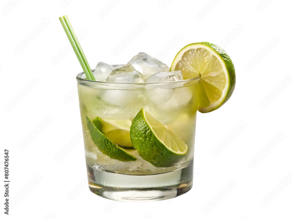 A glass of ice water with lime and mint leaves A glass of ice water with lime and mint leaves