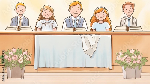 A childs first communion celebration in a local parish photo