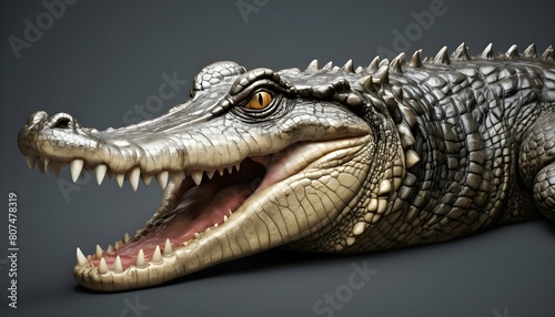 A crocodile icon with sharp teeth and scales upscaled 4