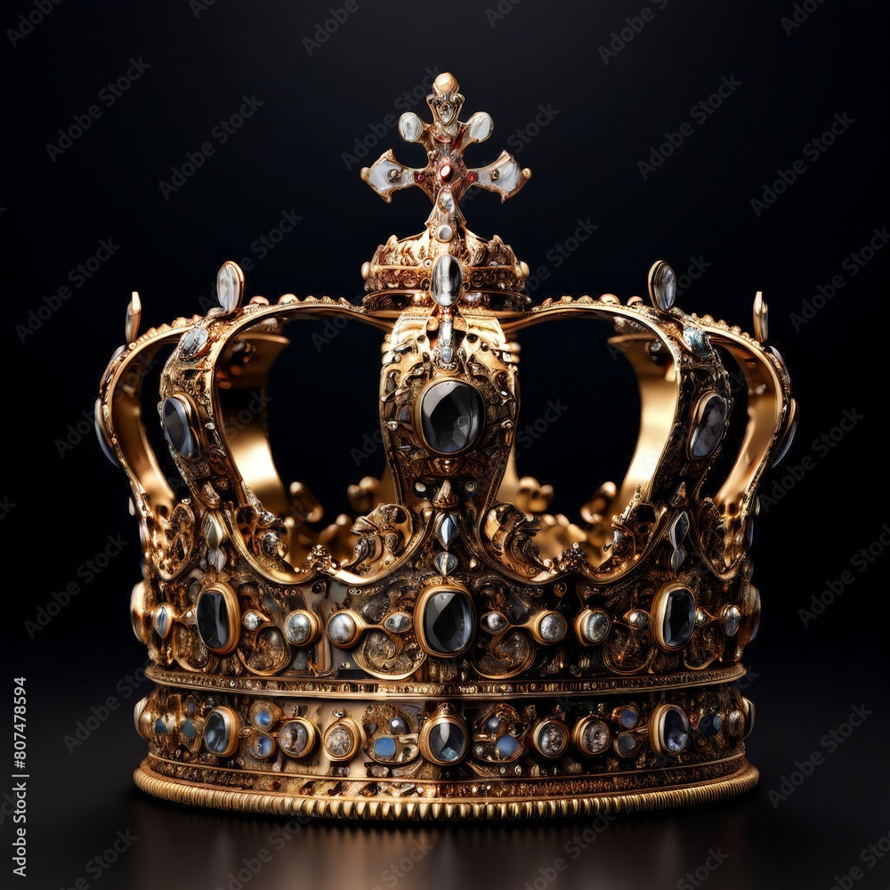 A king crown made of gold isolated on plain background