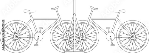 vector illustration sketch design image of a bicycle parking area for a city park