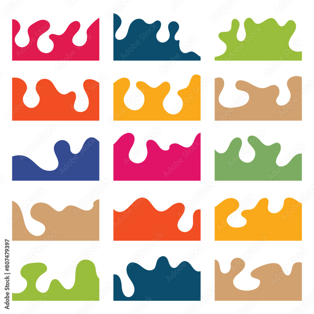 Compilation of assorted shapes for web page headers or footers. Design template serving as a separator on a landing page. Website border and header set. 11:11 Compilation of assorted shapes for web page headers or footers. Design template serving as a separator on a landing page. Website border and header set. 11:11