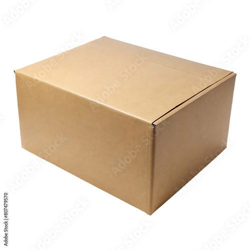 Empty cardboard box isolated on transparent background packaging box mock