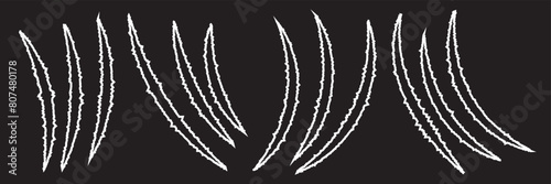 Claw scratch vector illustration. Set of cruel animal scratches horror and grunge concept in silhouette isolated. Animal tiger scratches signs.