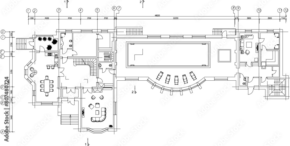 vector illustration sketch design of villa floor plan with swimming pool vector illustration sketch design of villa floor plan with swimming pool