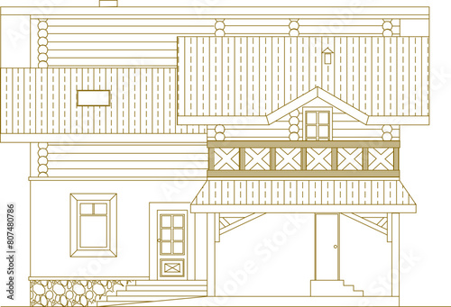 vector illustration, sketch design, architectural image of a classic old house, vintage villa, stopover