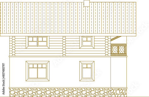 vector illustration, sketch design, architectural image of a classic old house, vintage villa, stopover 