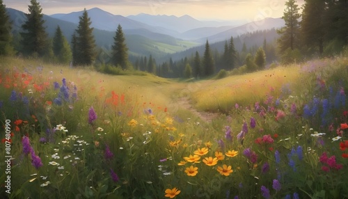 Craft a background with a meadow of wildflowers b upscaled 4 © Zaira
