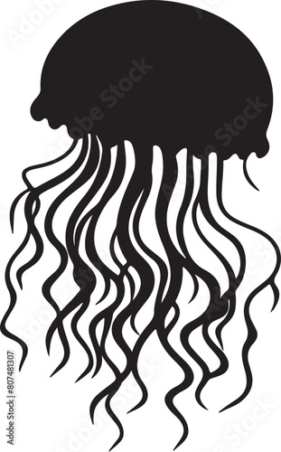 Jellyfish Silhouette Vector Illustration White Background