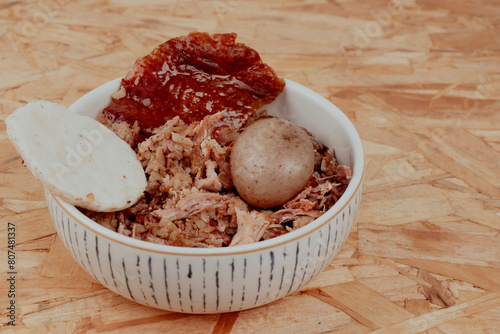 Typical lechona from Tolima with rice photo