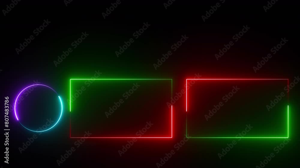 Neon End Screen Frame Isolated On Black Background. Seamless Loop Neon End Screen Frame Isolated On Black Background. Seamless Loop
