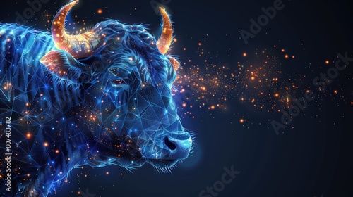 taurus horoscope sign in twelve zodiac with galaxy stars background