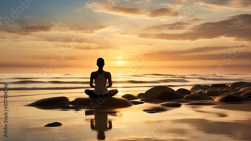 Yoga on the beach Beachside Meditation Embracing Serene Seashore Tranquility 