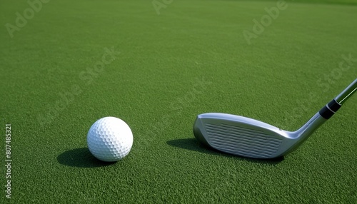 Tee Time: A Close-Up of a Golf Club and Ball Ready for the Perfect Swing photo