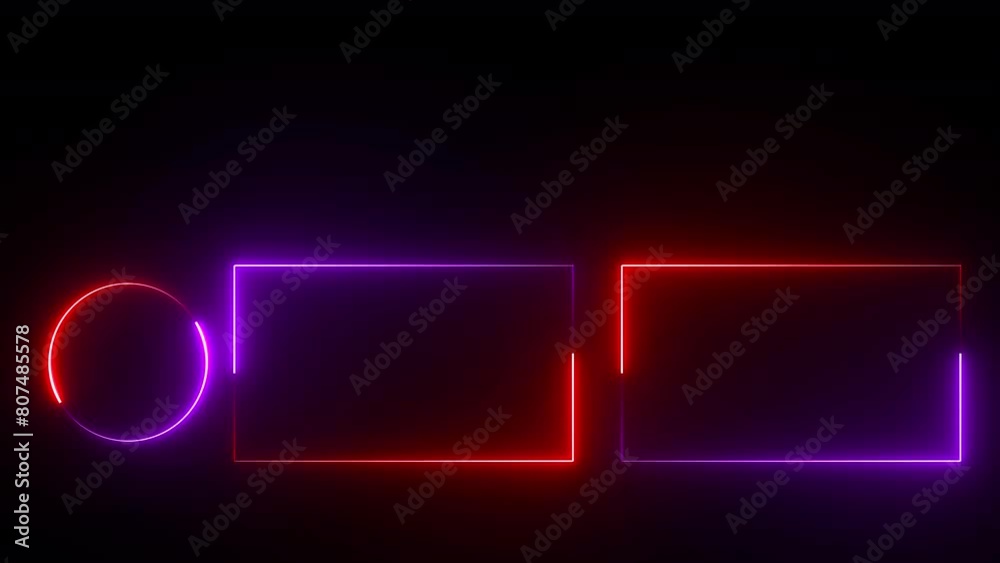 Neon End Screen Frame Isolated On Black Background. Seamless Loop. Red and Purple Neon End Screen Frame Isolated On Black Background. Seamless Loop. Red and Purple