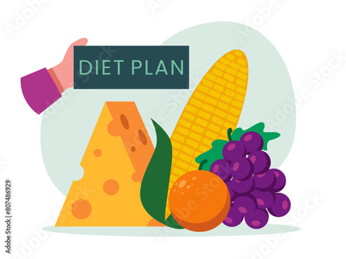 Balanced diet plan. Diet vector illustration