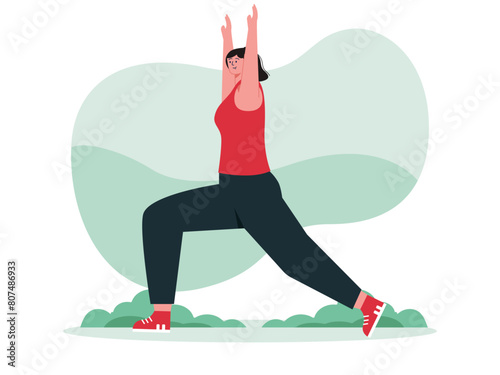 Woman doing yoga. Diet vector illustration