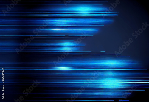 Abstract blue glowing speed lines techno sci-fi background, futuristic technology lights lines