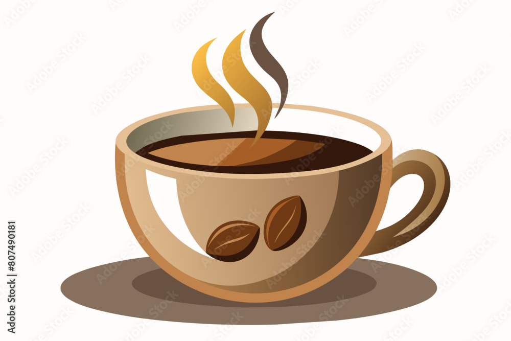 Obraz premium cup of coffee Vector illustration on white background, silhouette, bird, icon, svg, characters, Holiday t shirt, Hand drawn trendy Vector illustration, raven on a branch