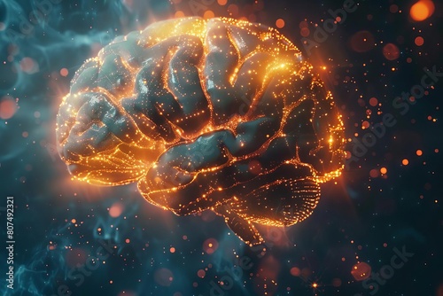 The image shows a glowing brain with a lot of energy photo